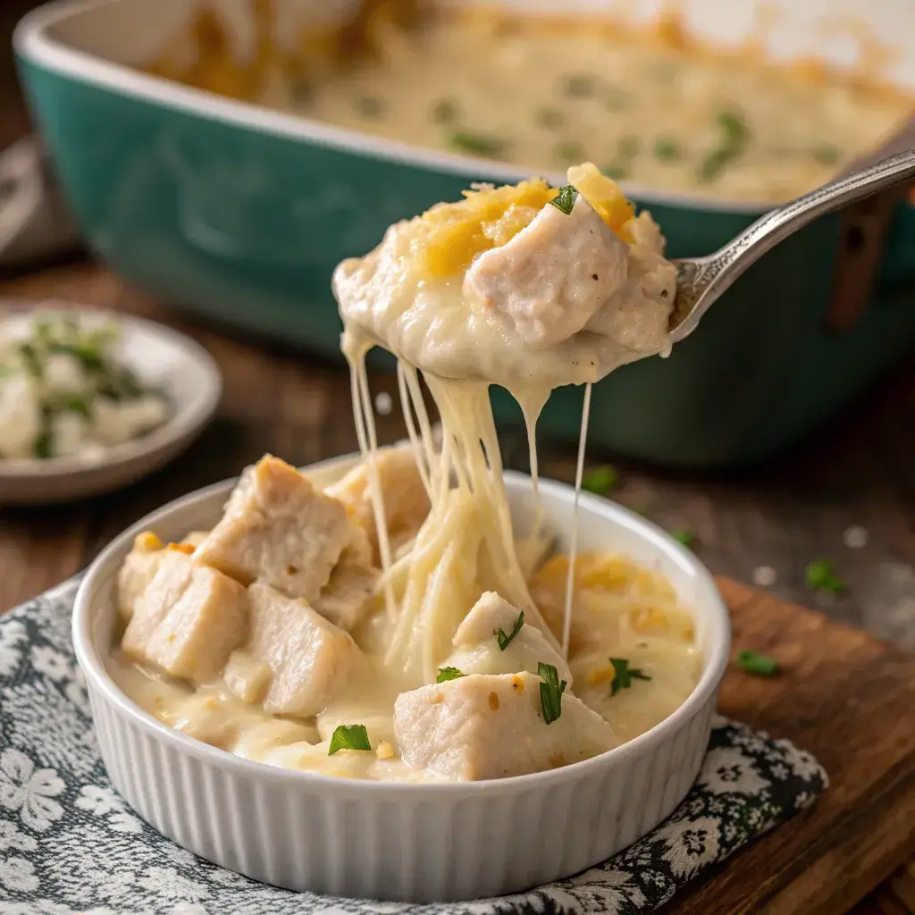 Creme de batata com frango cremoso e gratinado, comfort food caseiro.