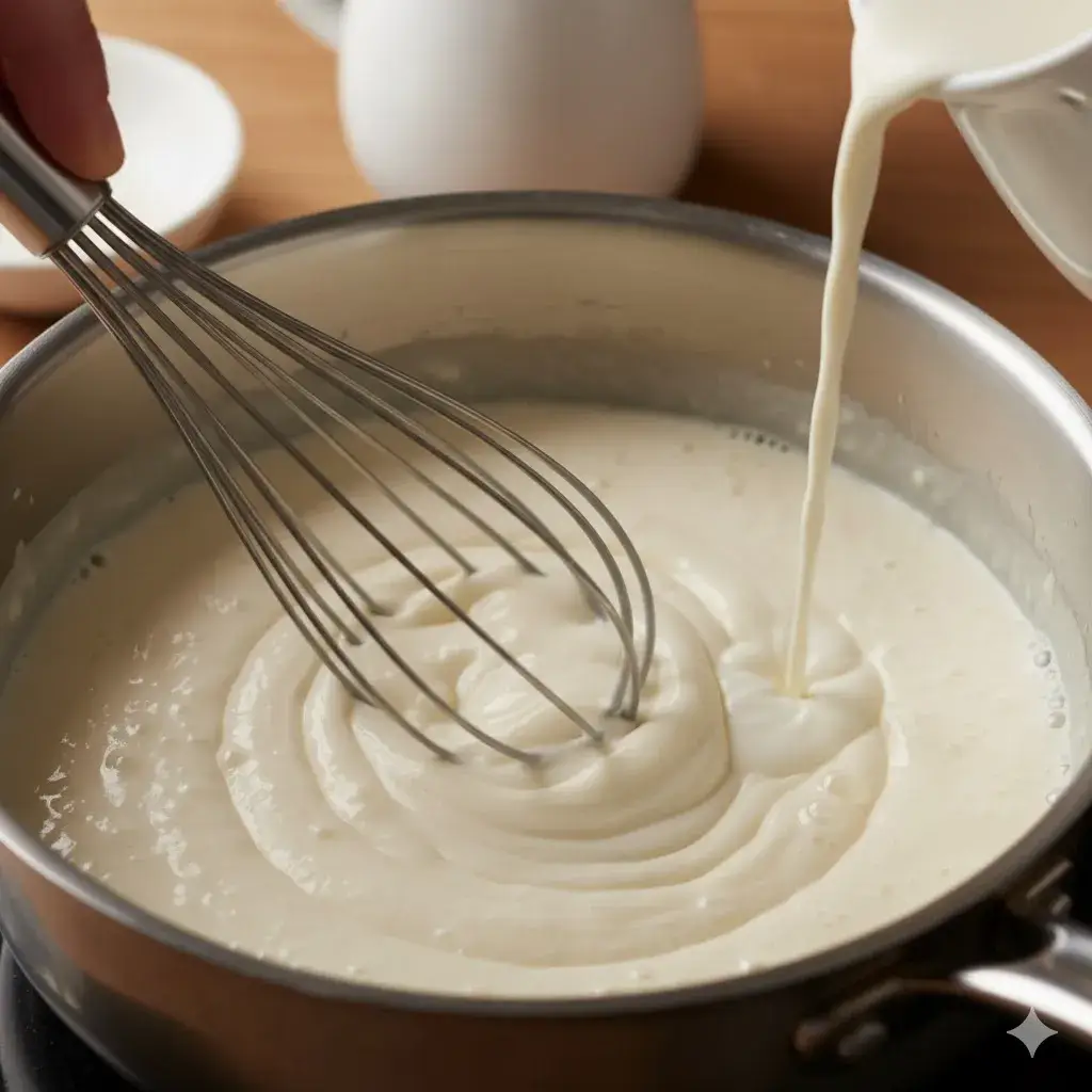 Fazendo o purê de batata caseiro para o creme.