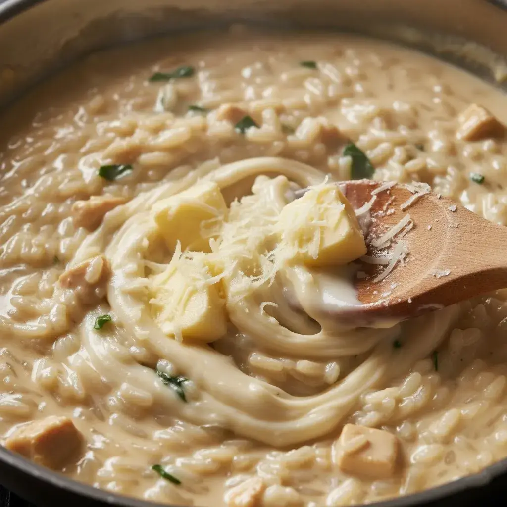 Finalizando o Risoto de Frango com manteiga e queijo