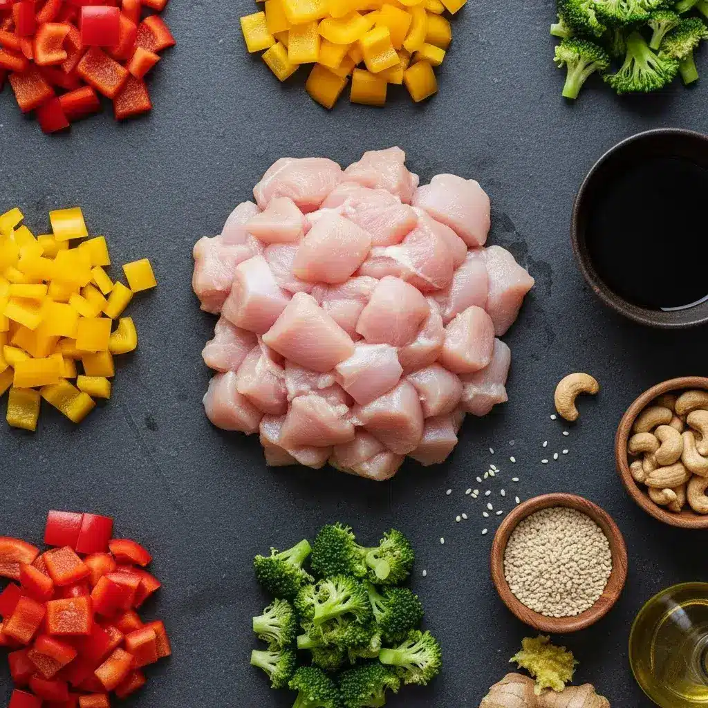 Ingredientes para Frango Xadrez Light.