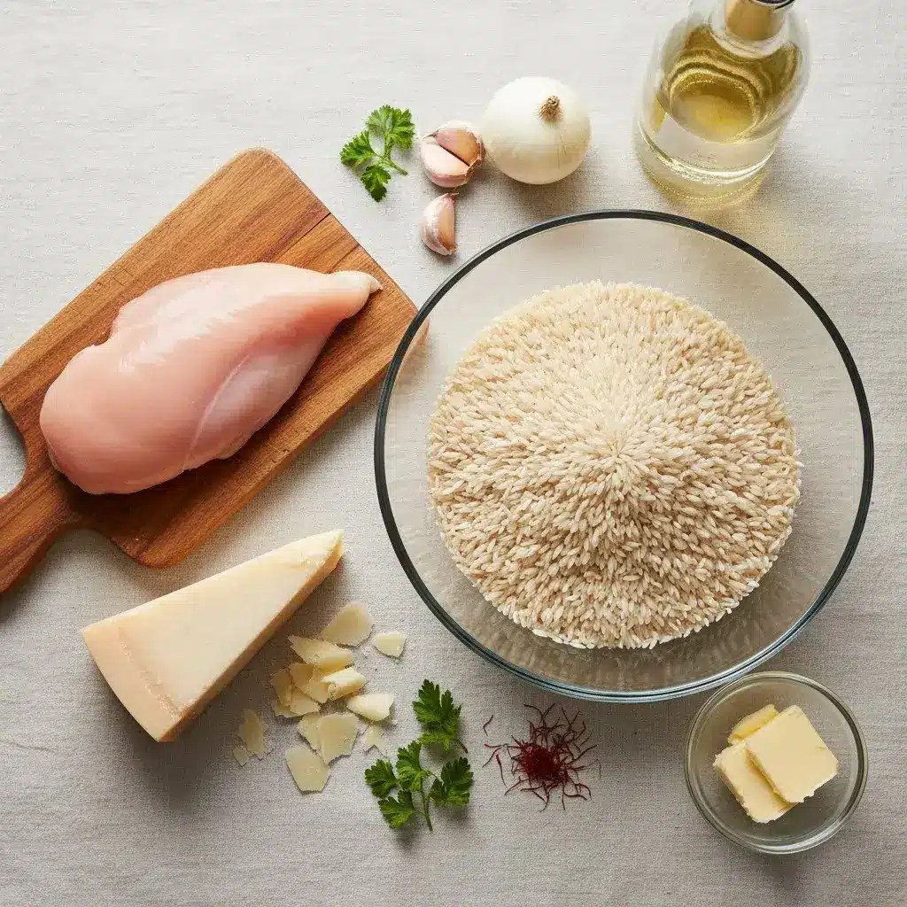 Ingredientes de qualidade para fazer Risoto de Frango.