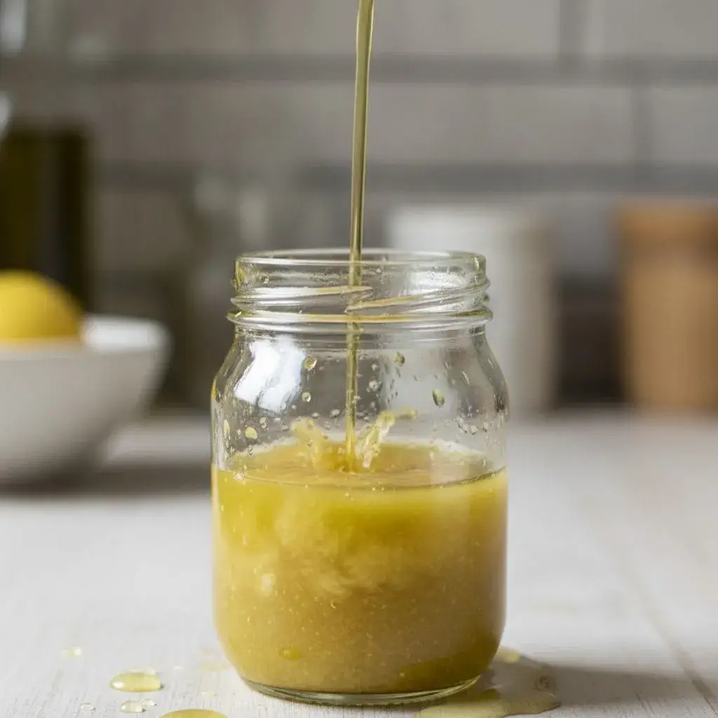 Molho de limão e azeite para a Salada de Grão-de-Bico.