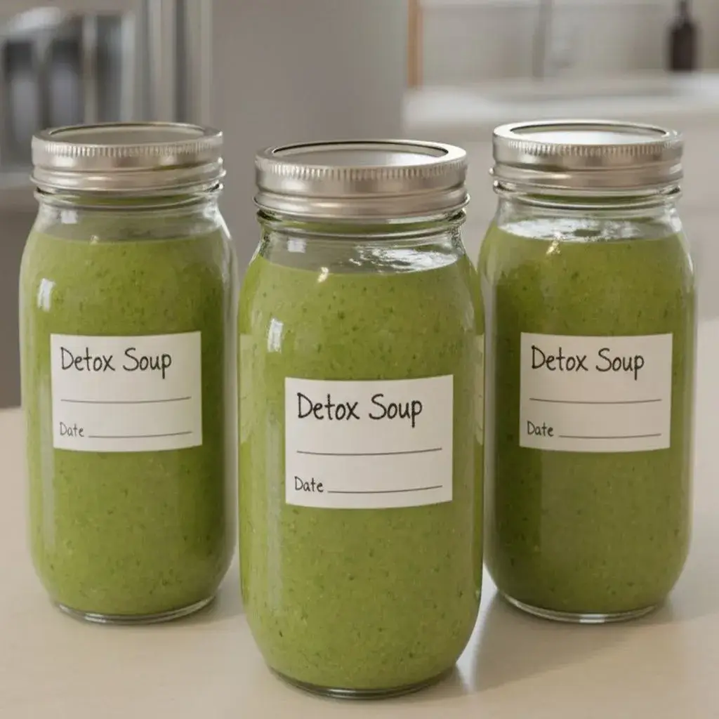 sopa detox de repolho armazenada em potes