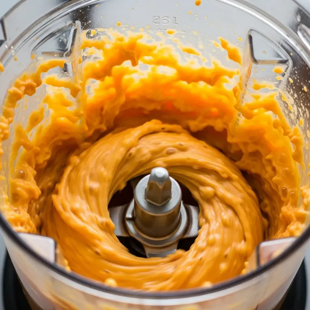 Bater a massa dos waffles de batata doce no liquidificador.