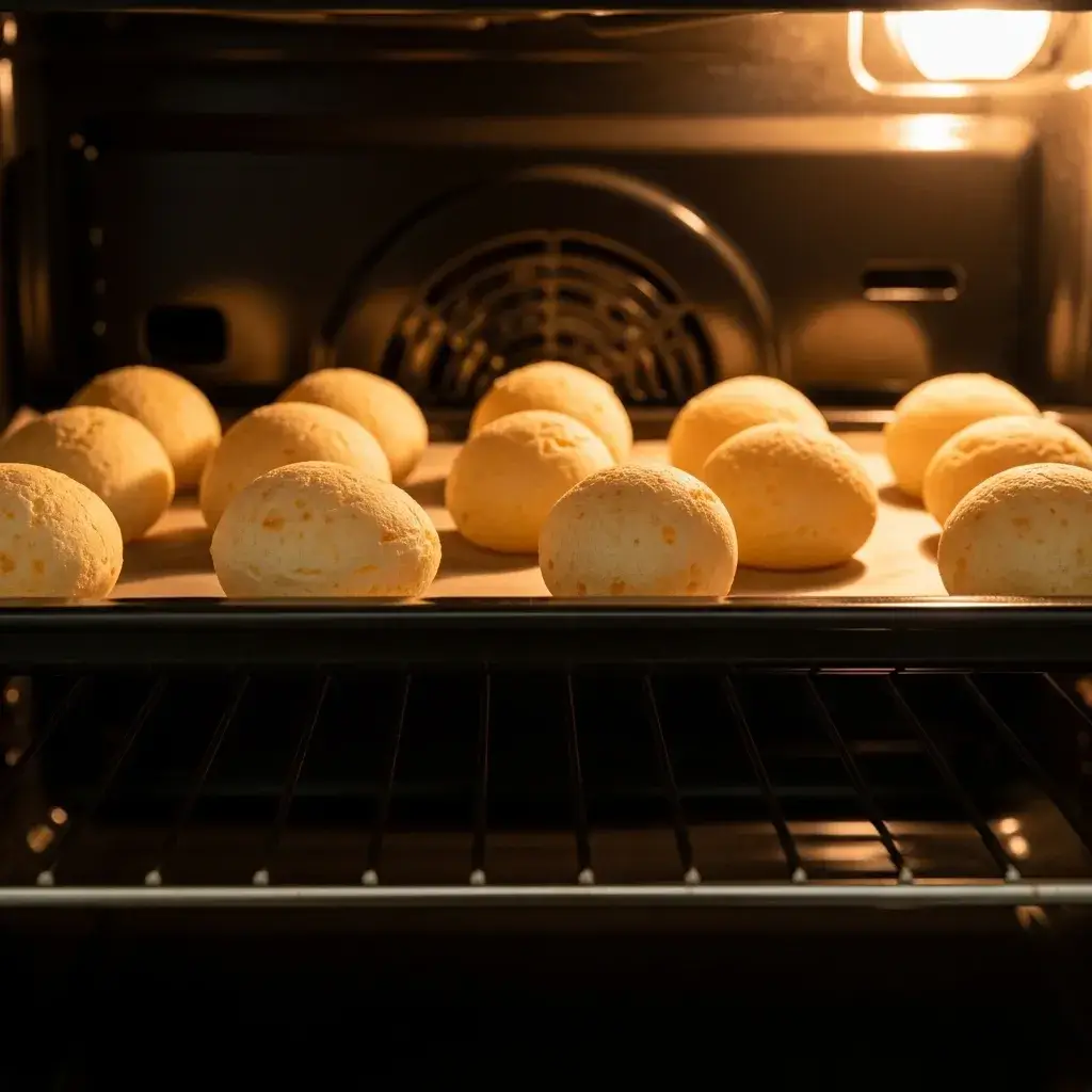 pao-de-queijo-mineiro Leve ao forno bem preaquecido na grade do meio