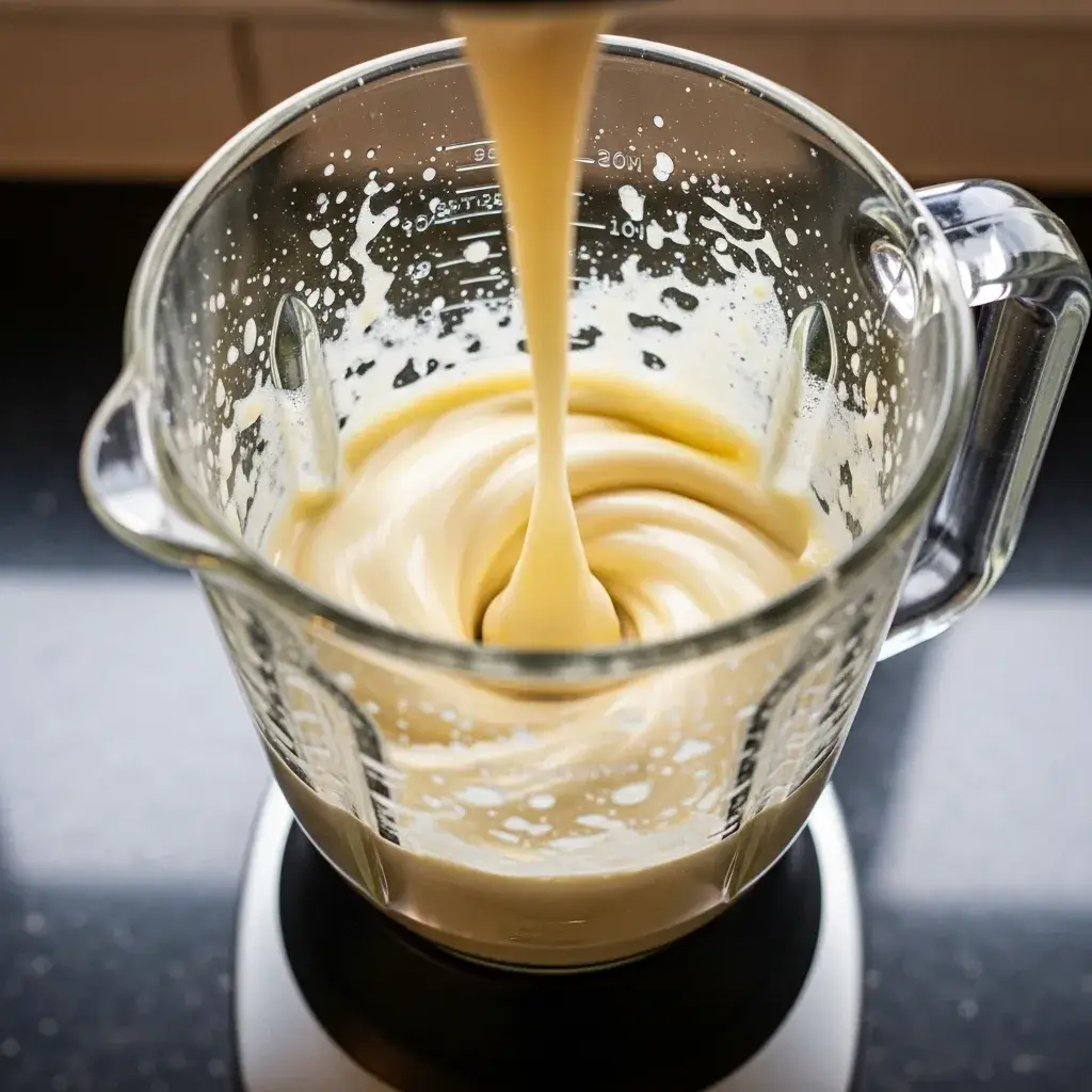 Batendo a massa do bolo de flocão de milho no liquidificador