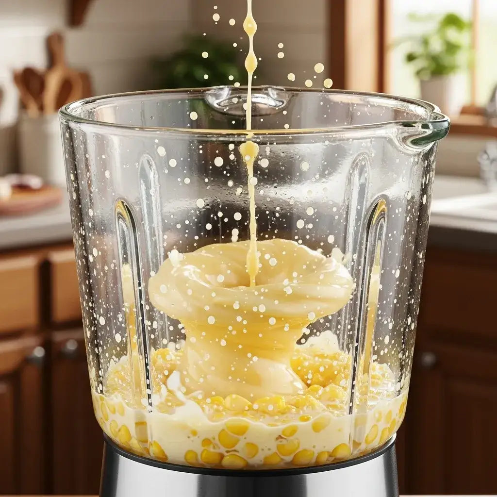 Bater a massa do bolo de milho verde espiga no liquidificador