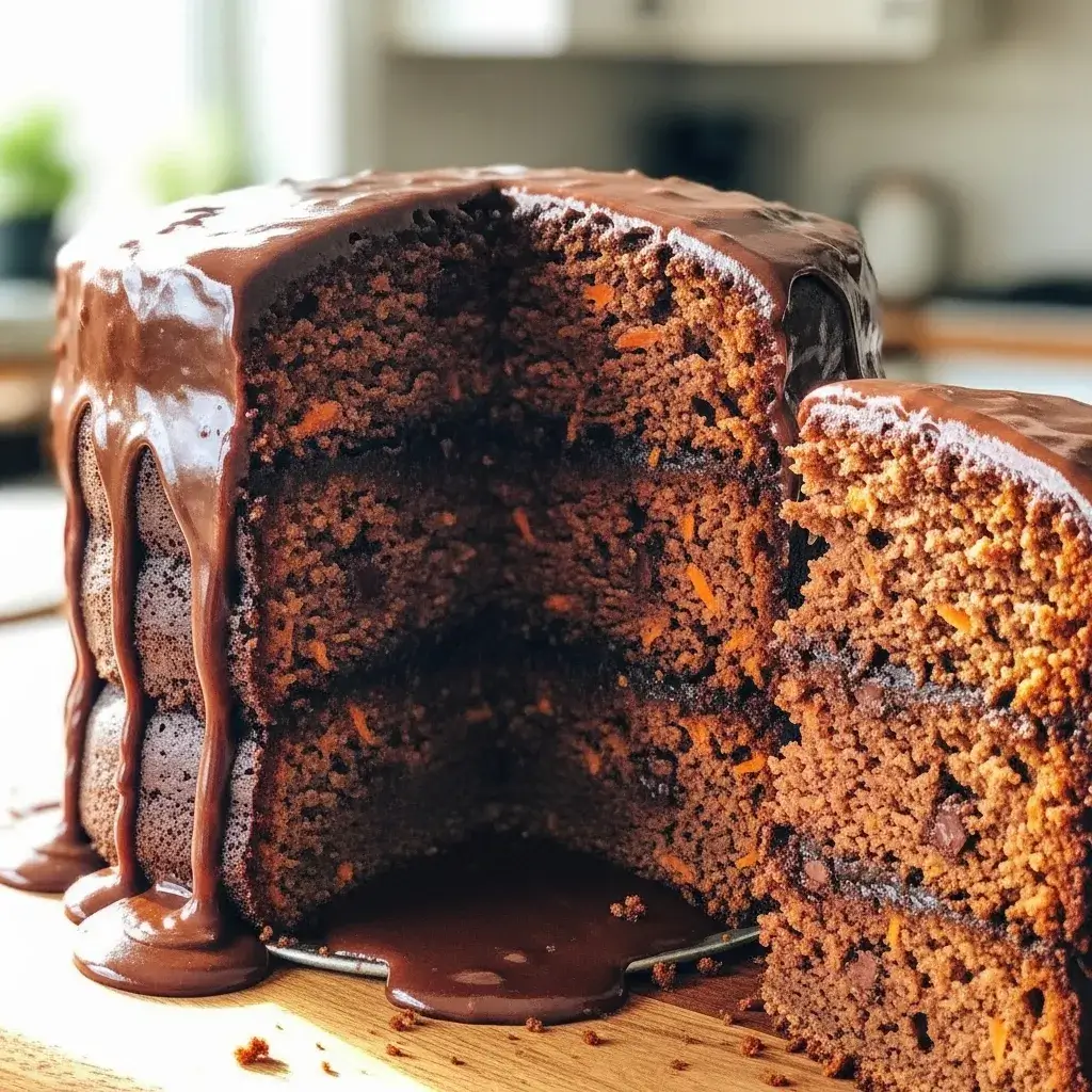 Bolo de cenoura mesclado com chocolate