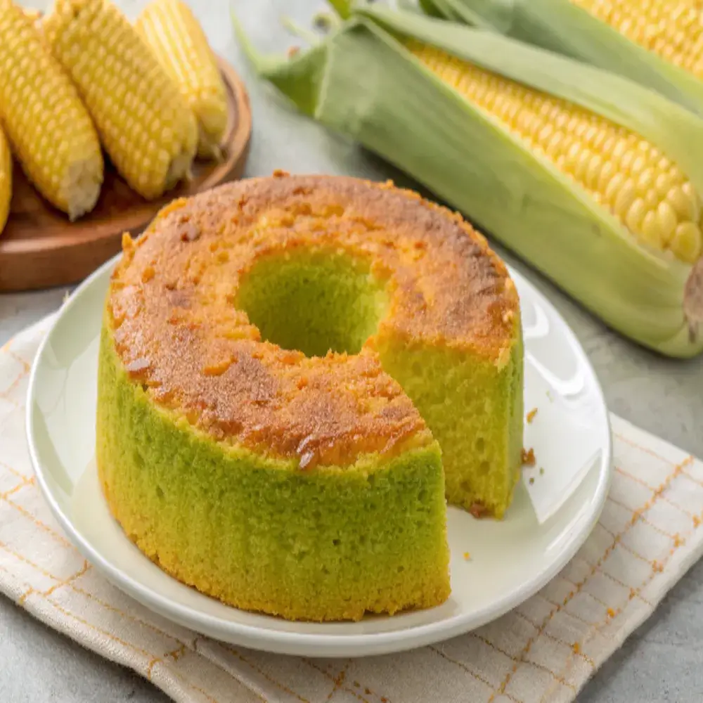 Bolo de milho verde espiga caseiro, recém-saído do forno