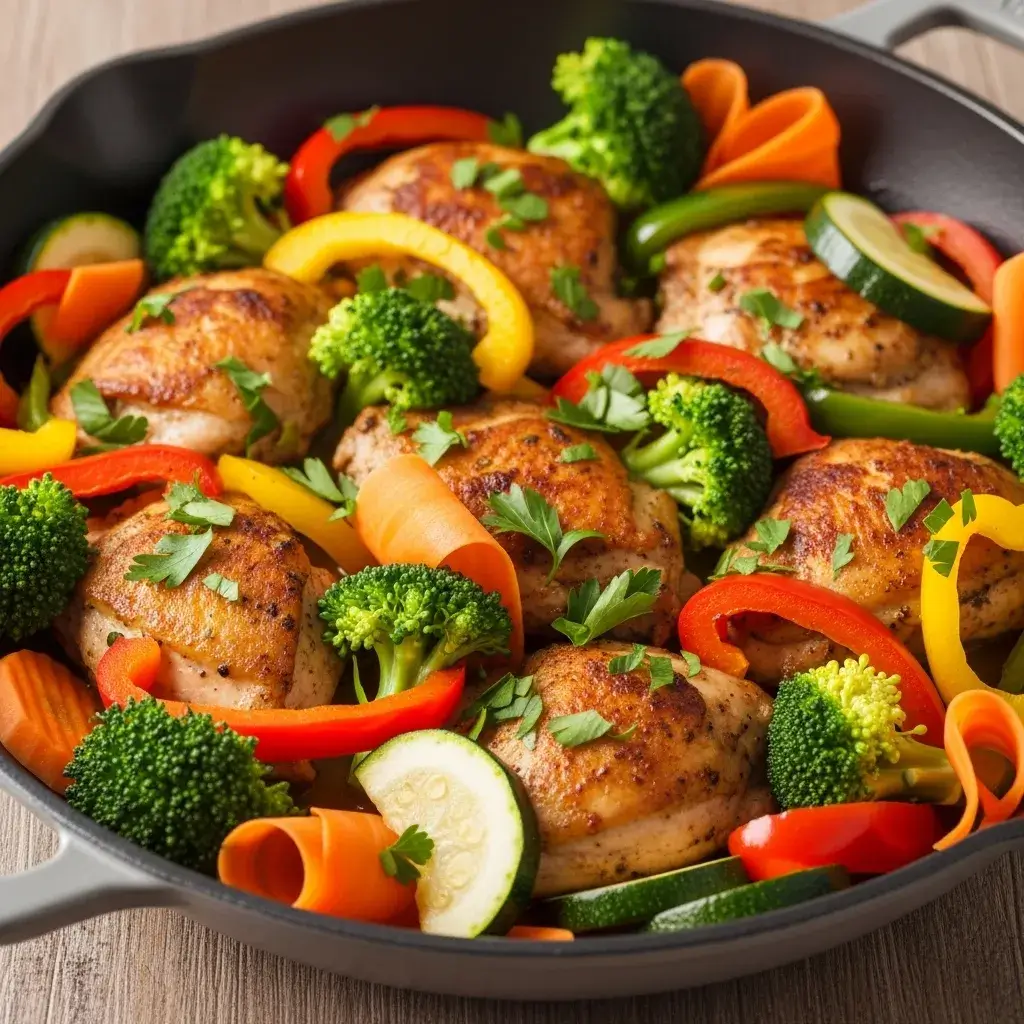 Frango com Legumes Refogado colorido e saudável na panela