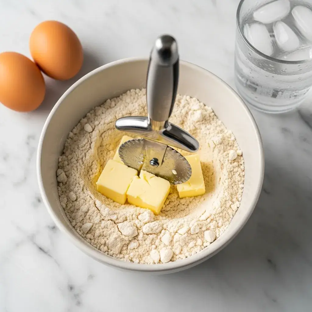 Ingredientes para massa de torta de frango sem glúten em preparação