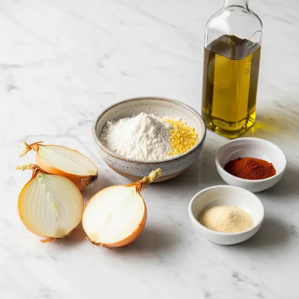 Ingredientes simples para fazer Cebola Crispy Frita Crocante