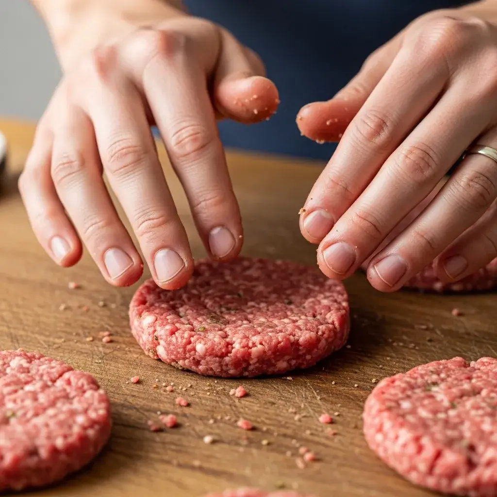 Moldando discos de carne para fazer hambúrguer na air fryer (2)
