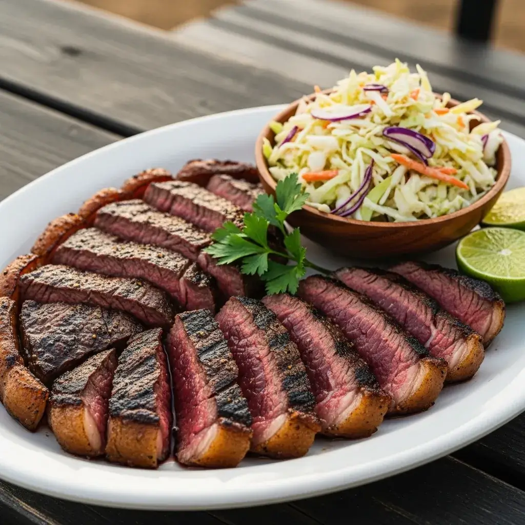 Salada de repolho servida como acompanhamento de churrasco