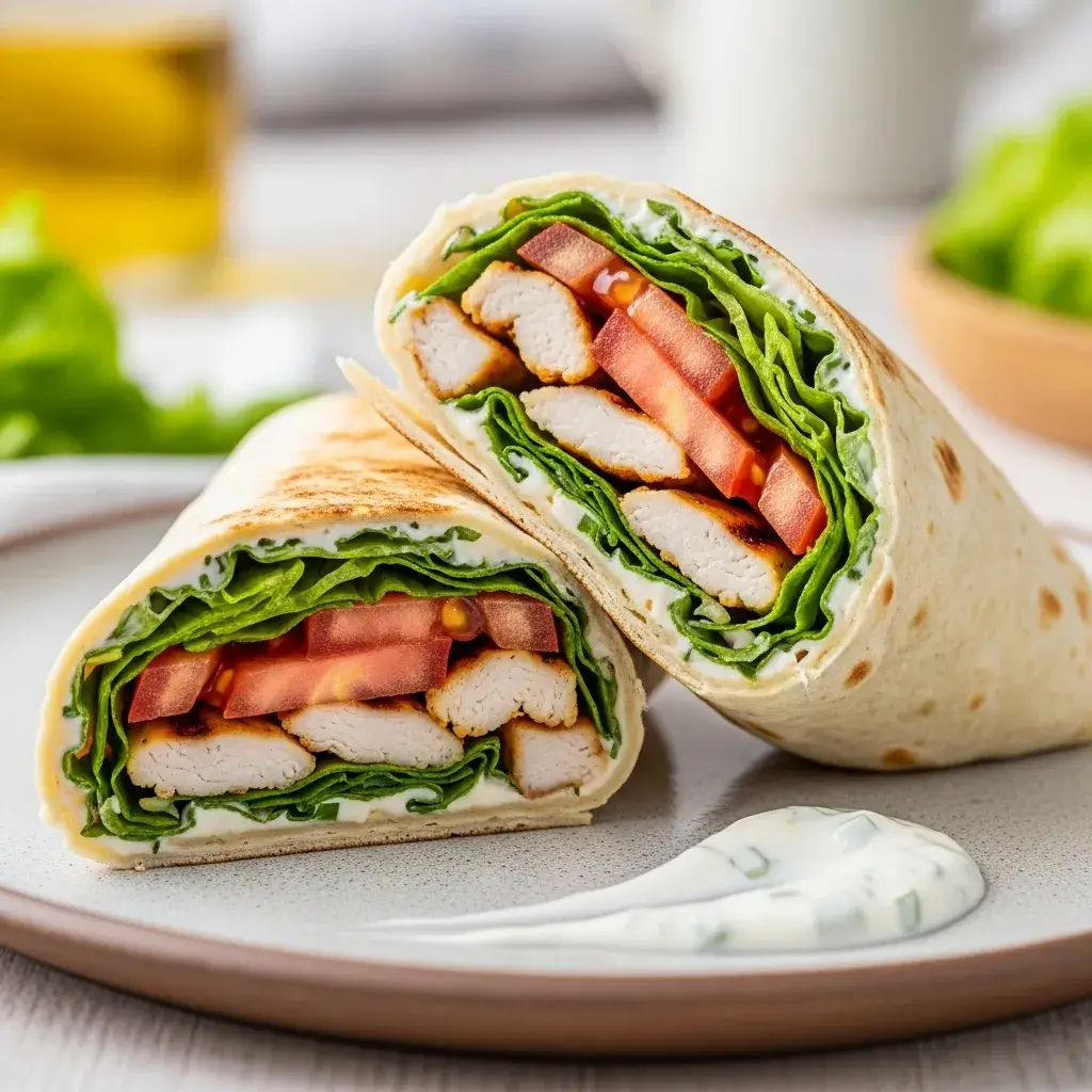 Wrap saudável feito com Rap 10 caseiro sem glúten recheado com frango