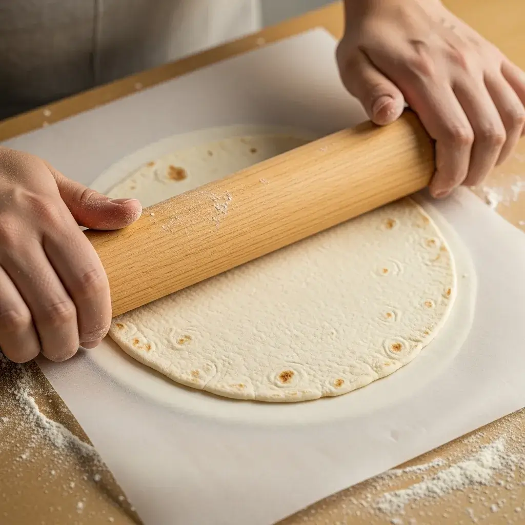 abrindo-massa-tortilha-papel-manteiga