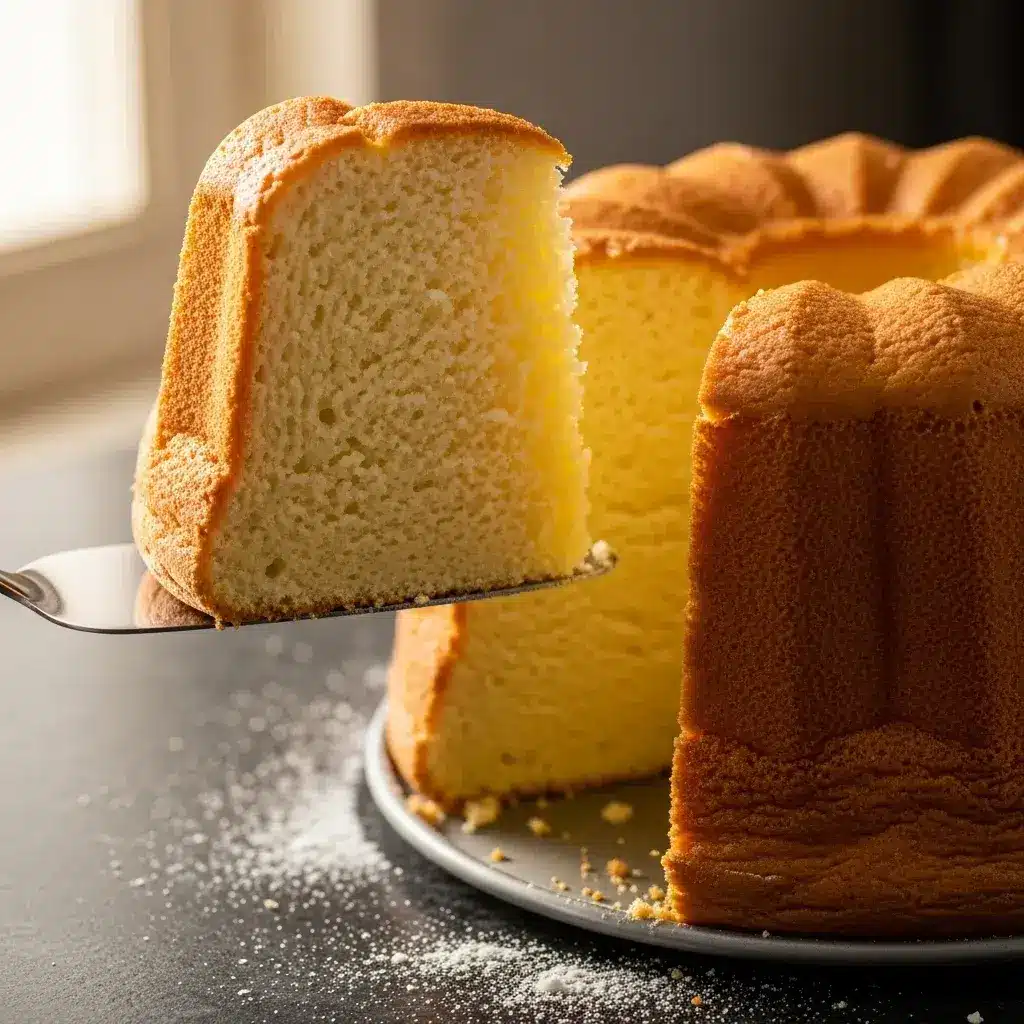 bolo-de-maizena-fofo-dourado-fatia-sendo-cortada