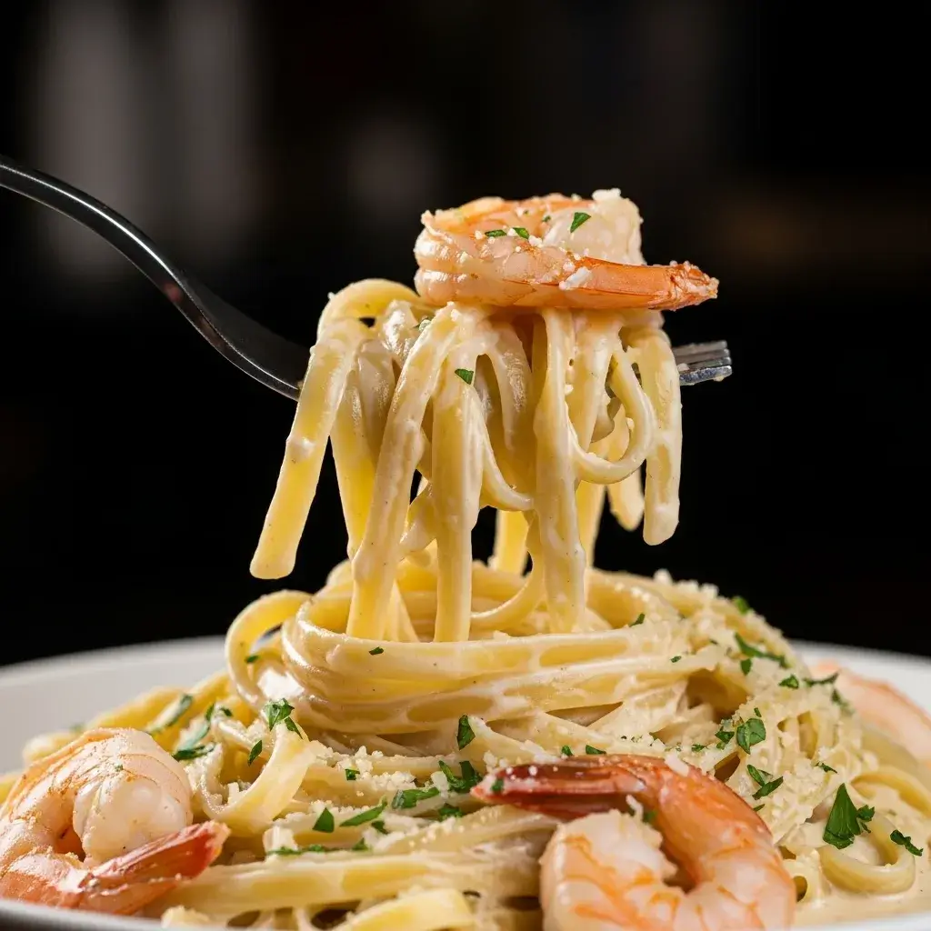 fettuccine-molho-alfredo-camaroes-cremoso-garfou