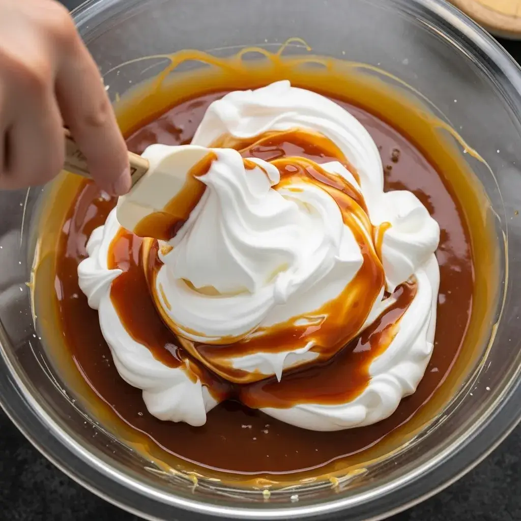 incorporando claras em neve no baba de camelo