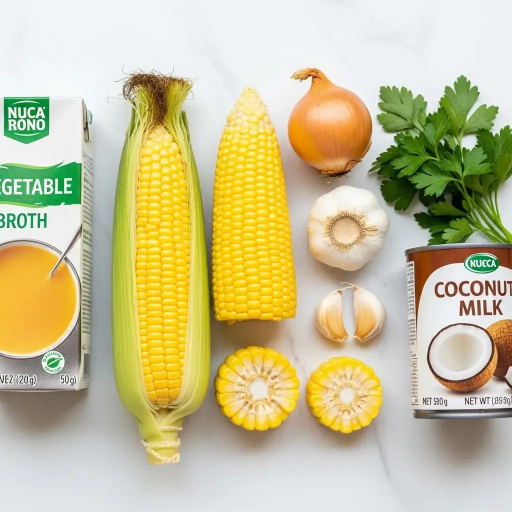 ingredientes frescos para receita de creme de milho saudavel