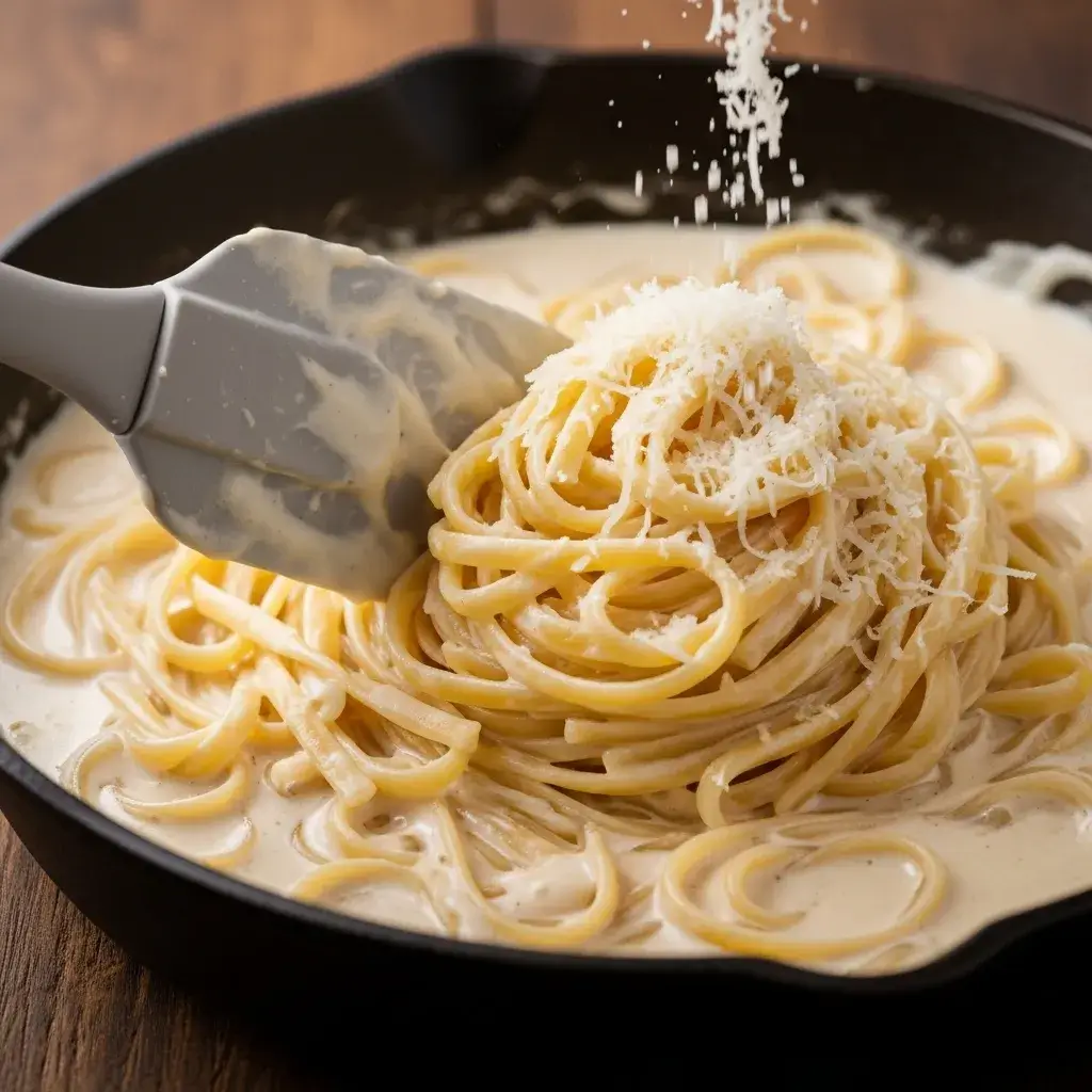 misturando-fettuccine-no-molho-alfredo-cremoso