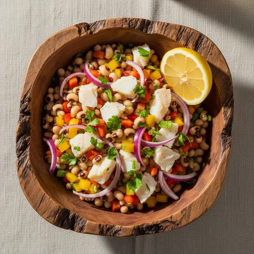 salada de feijão fradinho com bacalhau