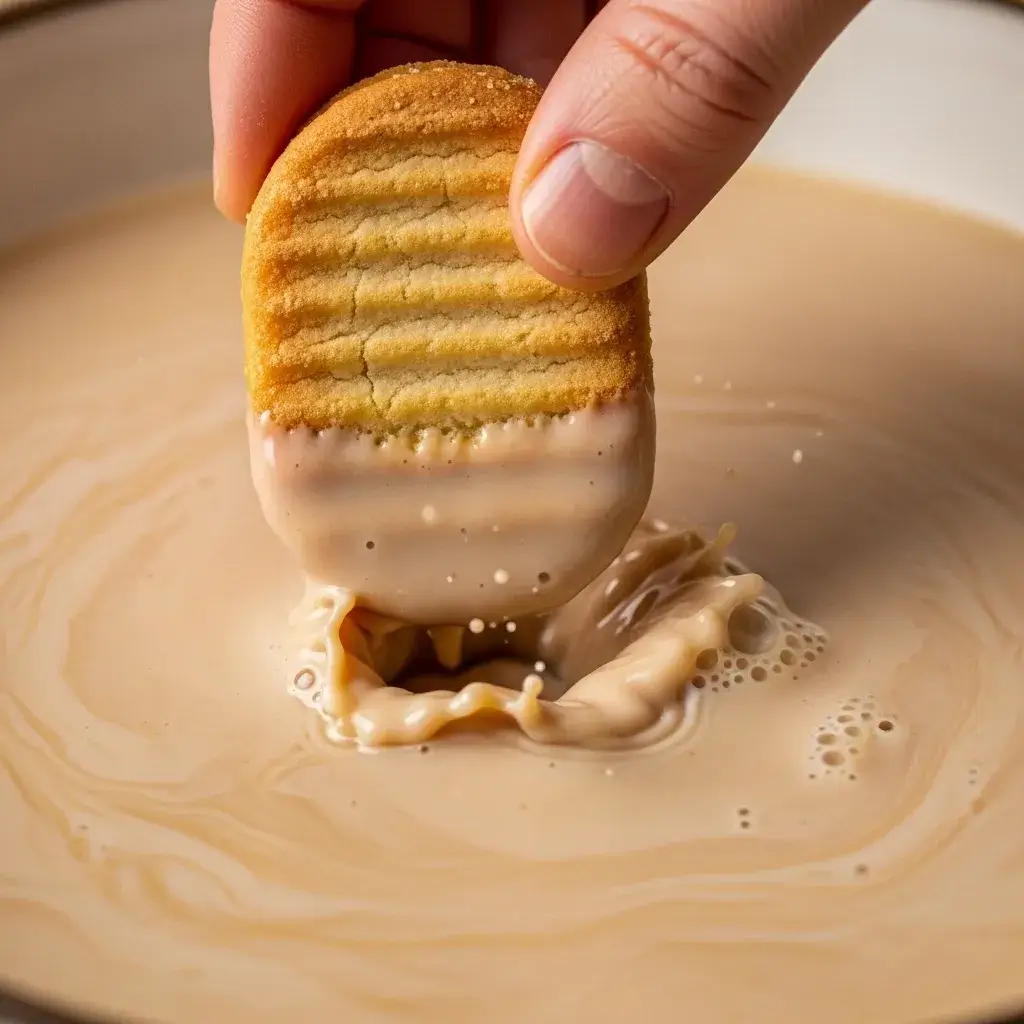 umedecendo biscoitos para o pavê de doce de leite