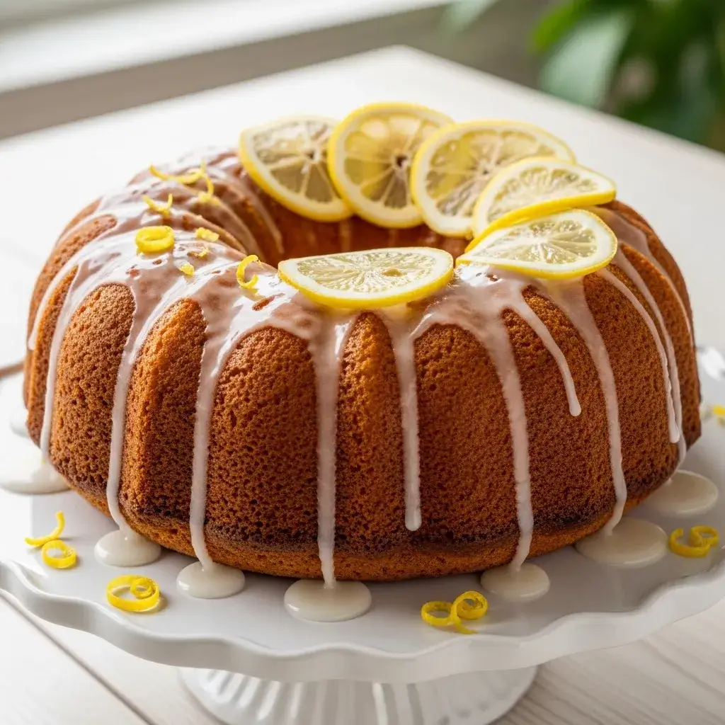 Bolo de Iogurte com Limão inteiro decorado para servir