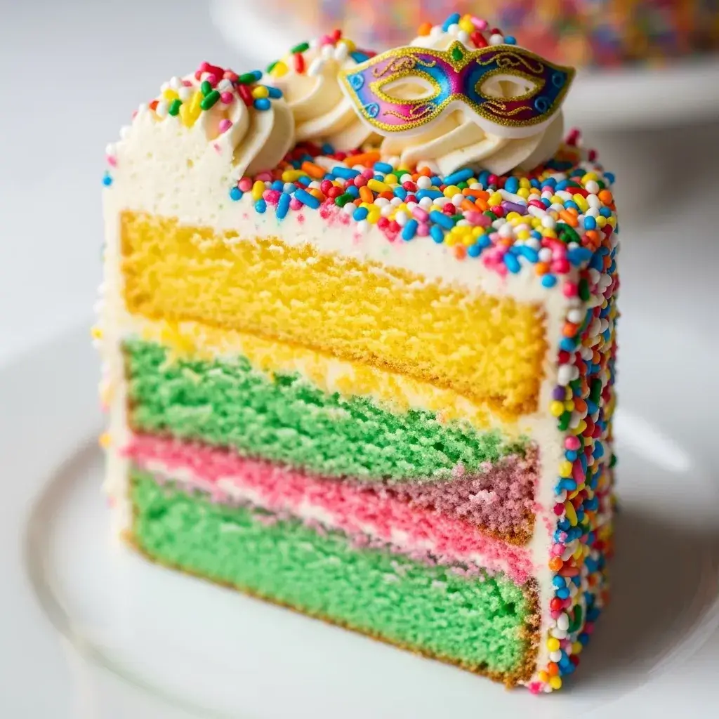 Fatia colorida de Bolo de Carnaval Simples decorado