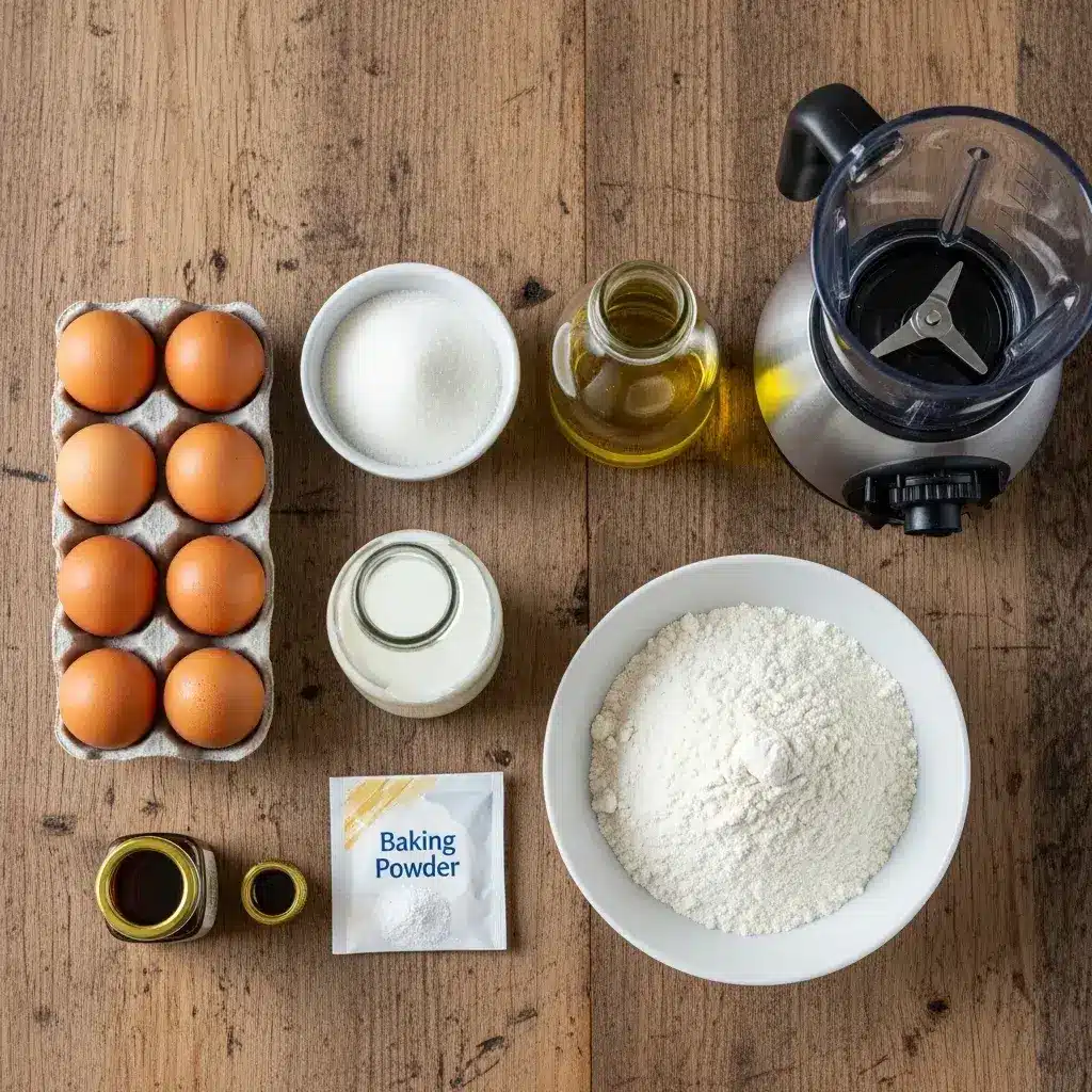 Ingredientes simples para Bolo de Baunilha de Liquidificador