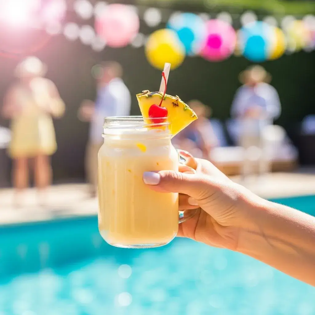 Servindo um copo de Piña Colada sem Álcool em uma festa