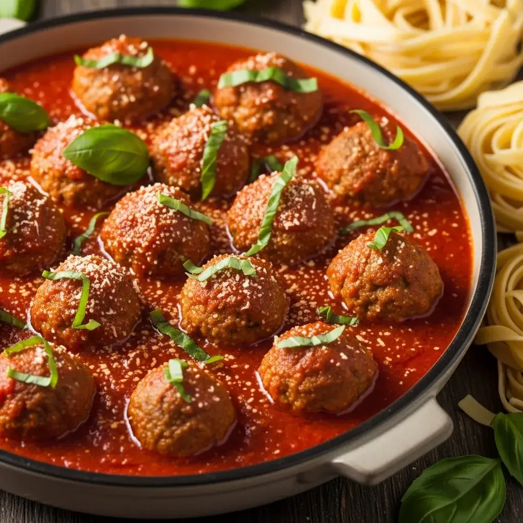 Travessa de Almôndegas Simples no molho para servir