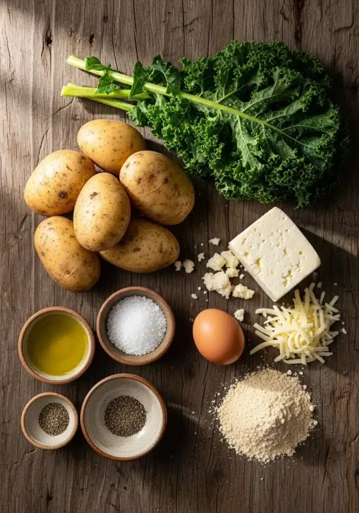 bolinhos saudáveis de batata com couve e queijo