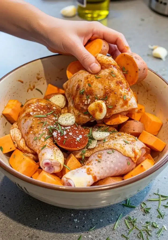 Frango Assado com Batata Doce