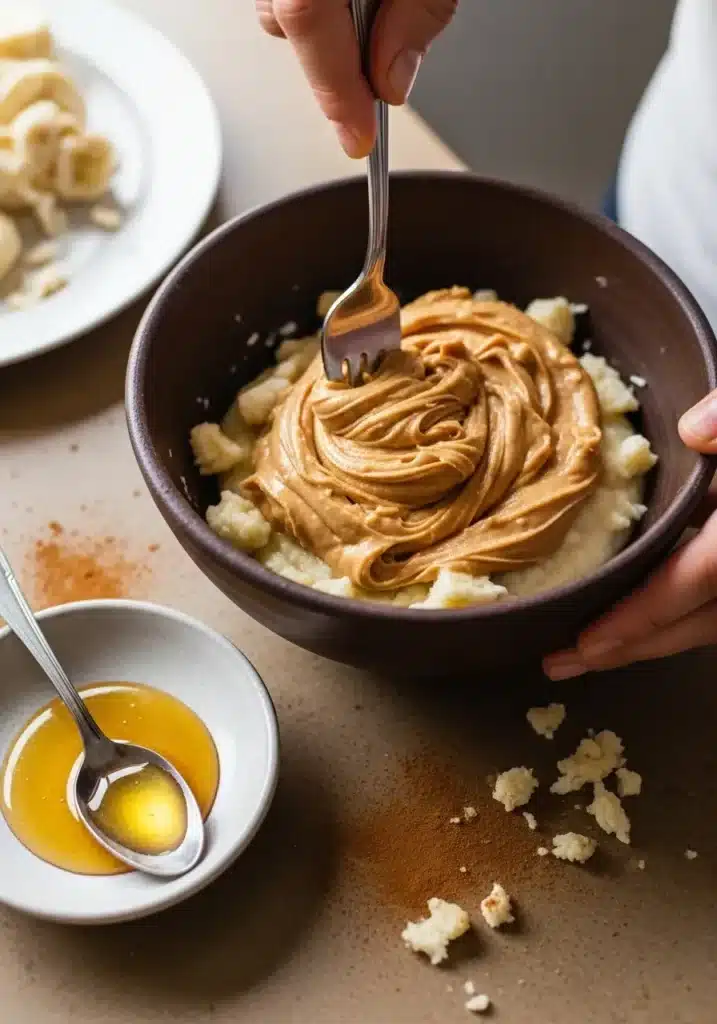 Purê de Banana com Pasta de Amendoim