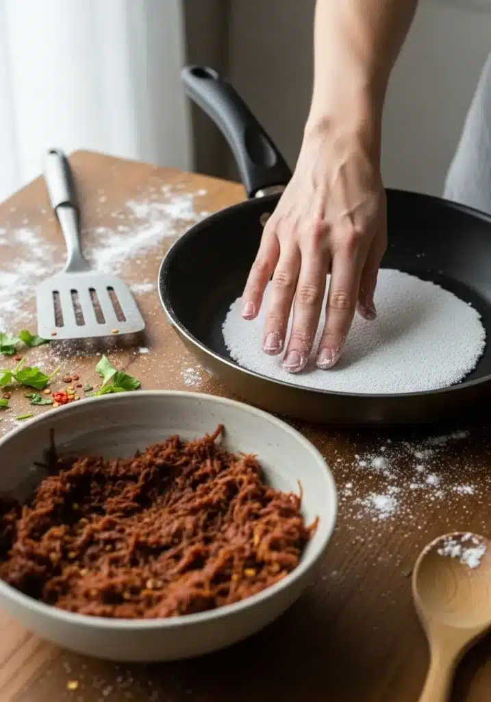Tapioca com carne seca