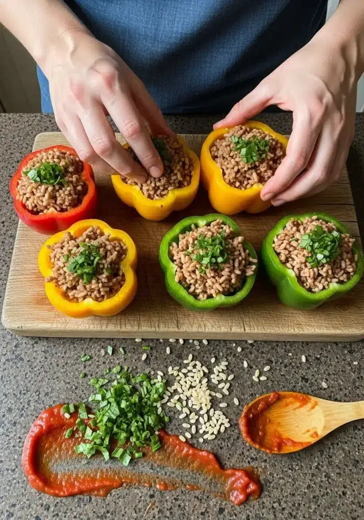 Pimentões recheados saudáveis