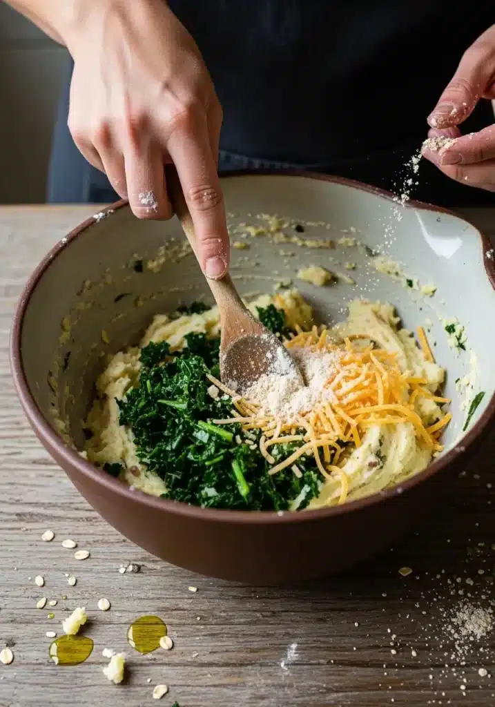 bolinhos saudáveis de batata com couve e queijo