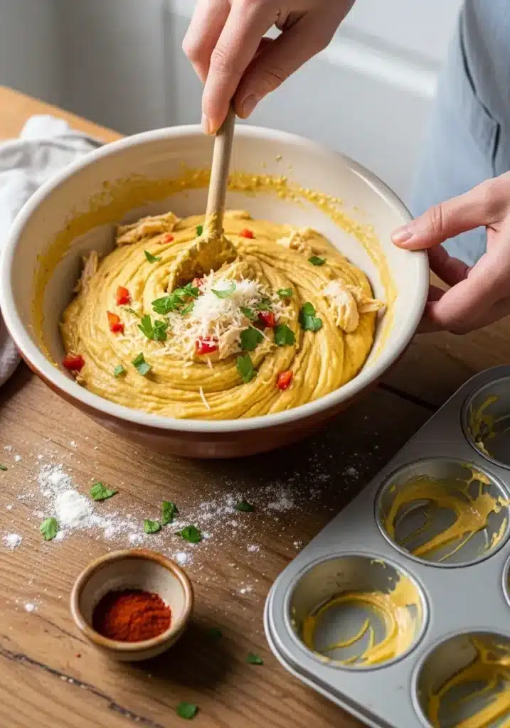 Muffins proteicos de frango