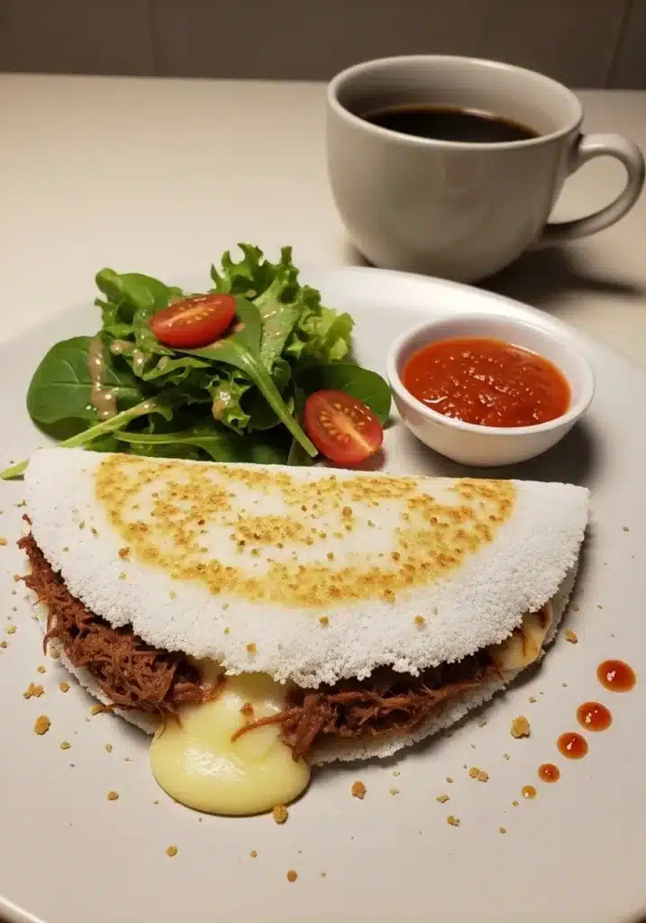 Tapioca com carne seca