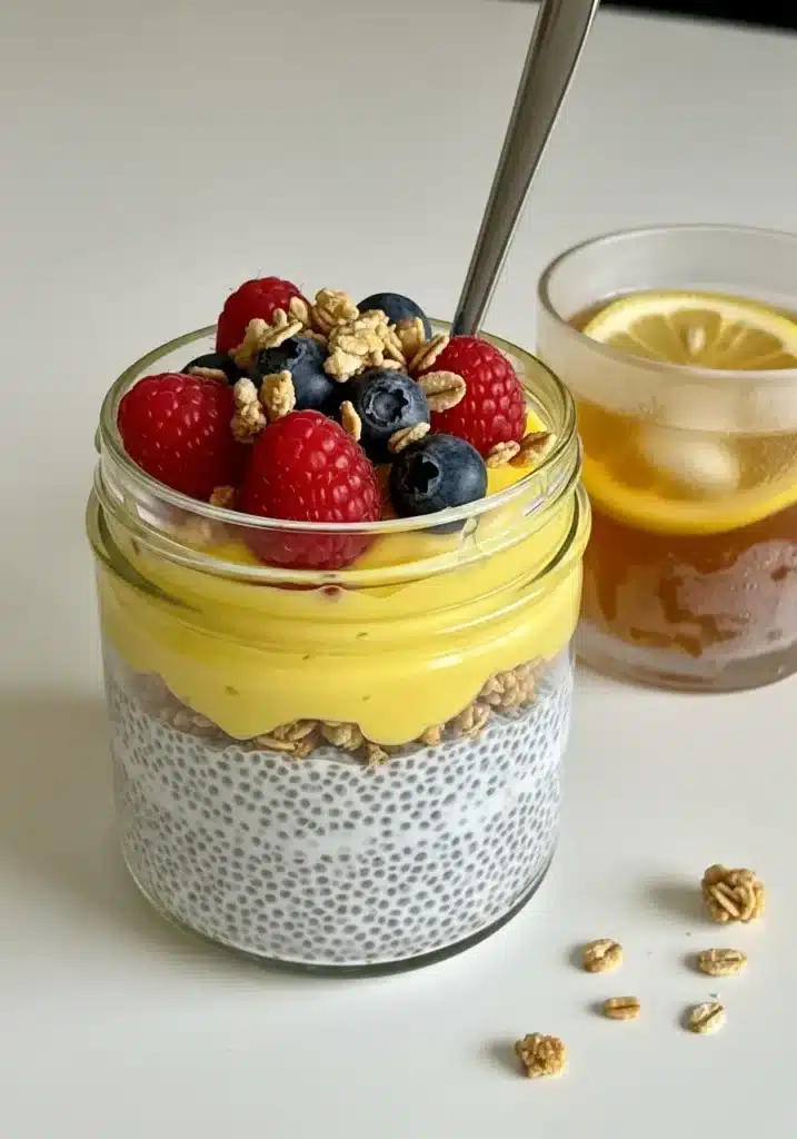 Pudim de chia com creme de limão delicioso