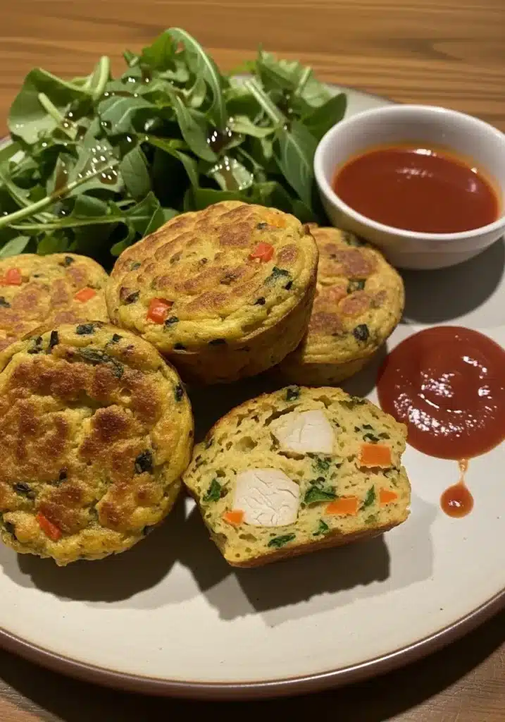 Muffins proteicos de frango