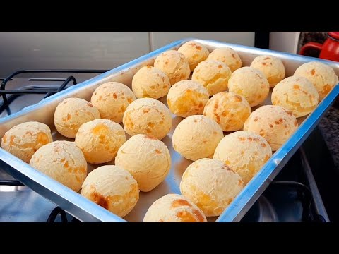 PÃO DE QUEIJO COM POLVILHO DOCE FÁCIL e RÁPIDO - NÃO MURCHA