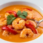 Bobó de Camarão cremoso e colorido em uma tigela branca