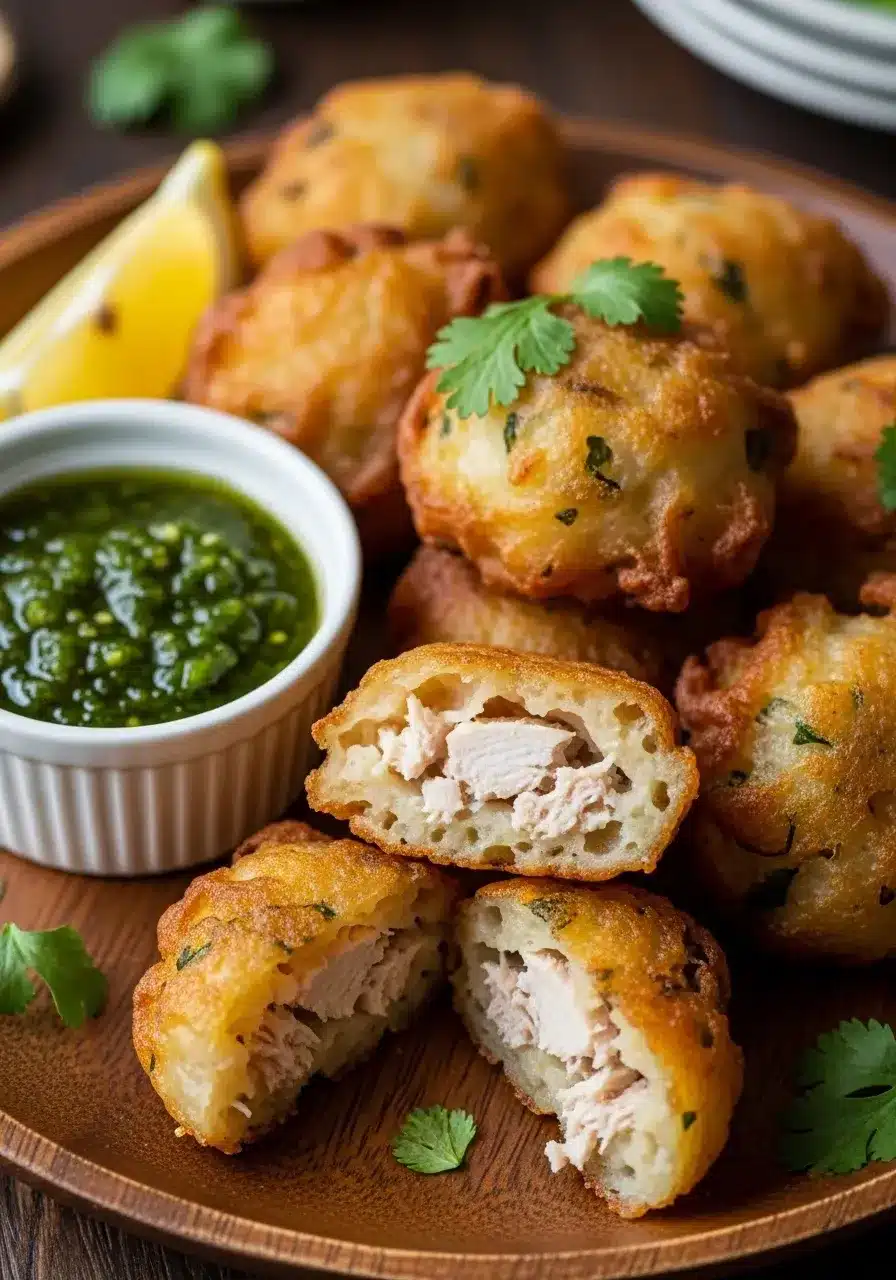 Bolinho de mandioquinha com frango