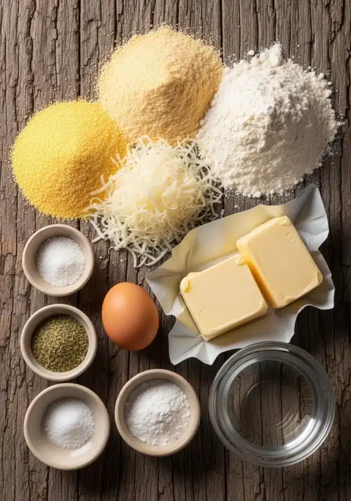 Biscoitos salgados de fubá com queijo e orégano