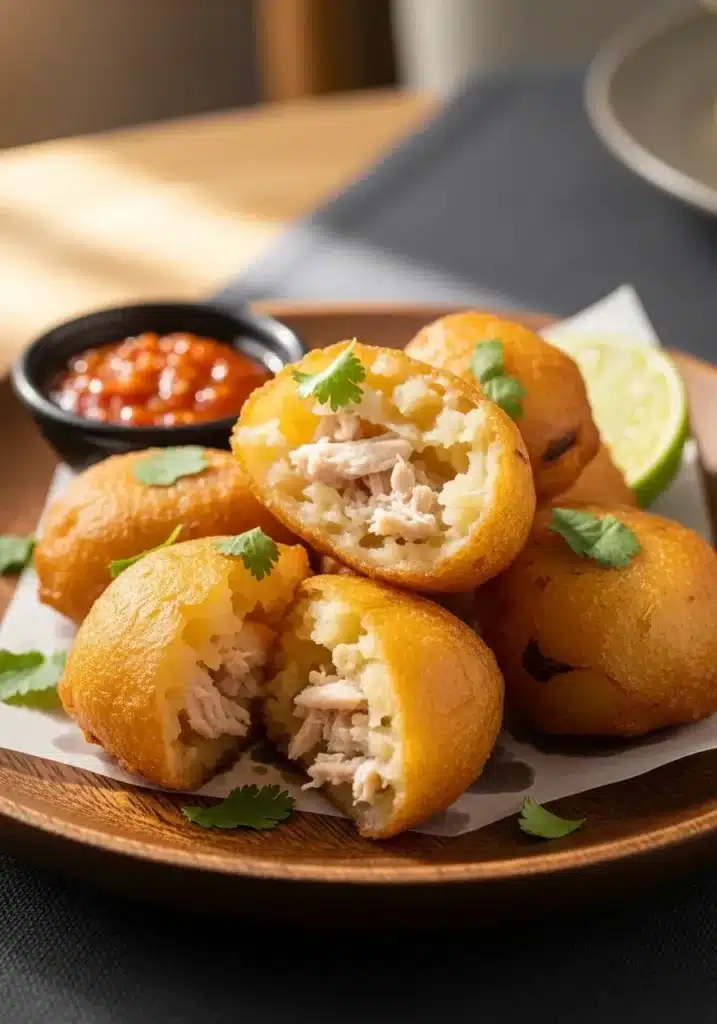Bolinho de mandioquinha com frango