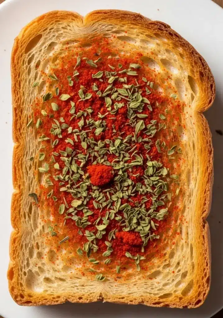 Pão tostado com páprica e orégano