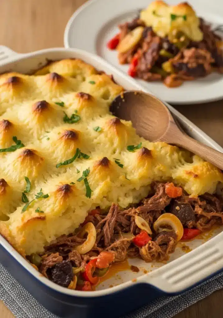 Escondidinho de Carne Seca com Purê de Mandioca