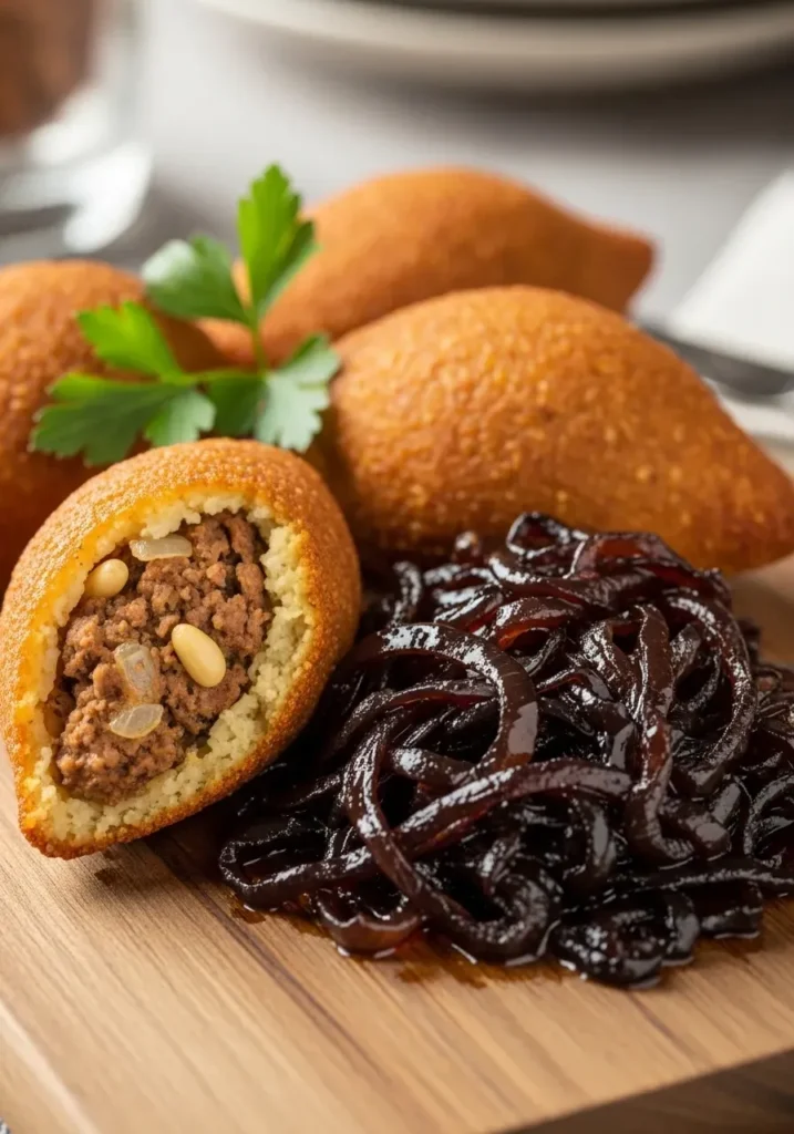 Quibe Vegano com Cebolas Caramelizadas